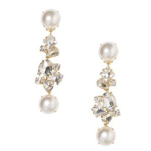 Lele Sadoughi Pearl and Crystal Cluster Linear Drop Earrings